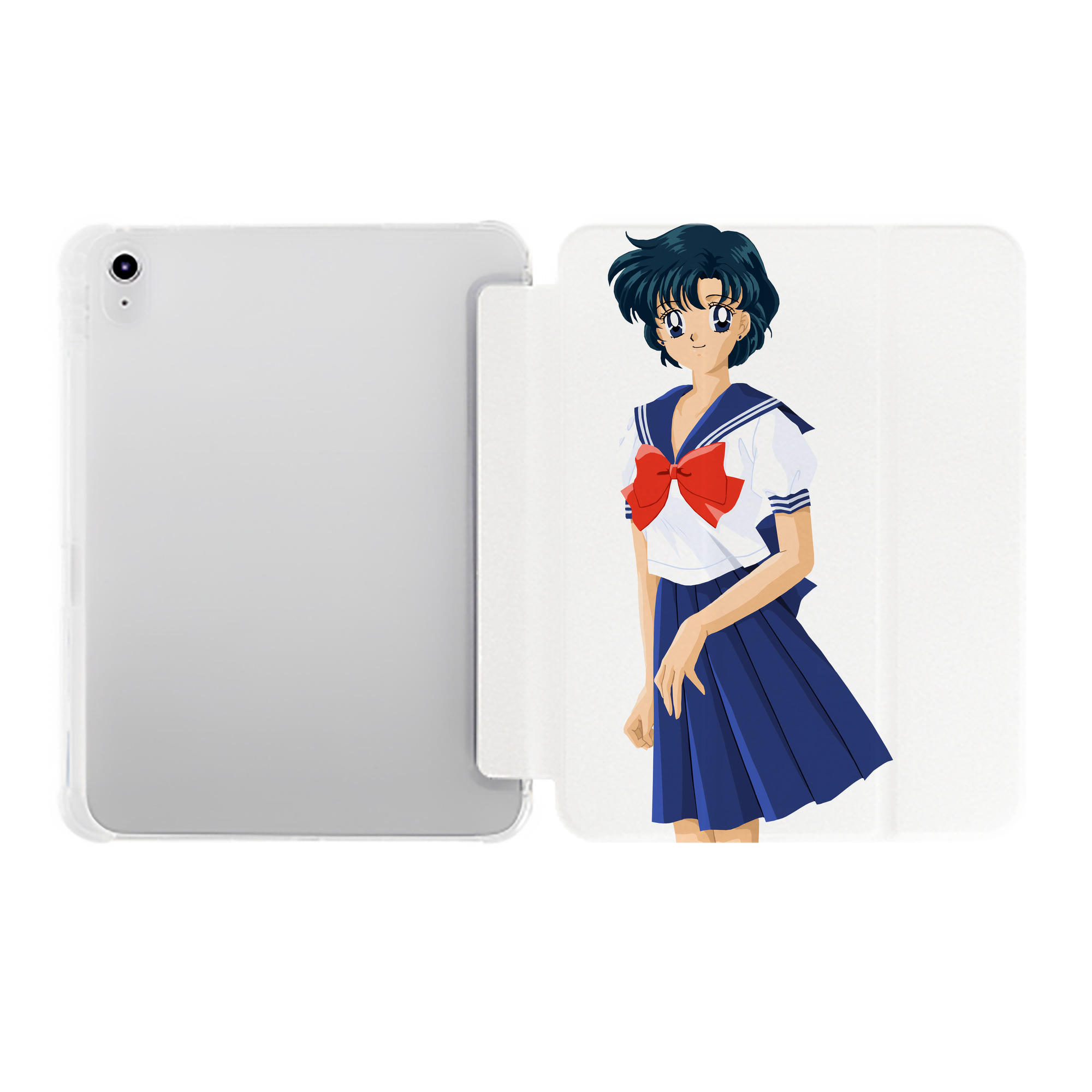 （画像用） 美少女戦士セーラームーン 水野 亜美 みずの あみ Sailor Moon Mizuno Ami IPad ケース ペン収納付き 三つ折りスタンド PUレザー×シリコン 対応機種9.5/10.5/10.9インチ
